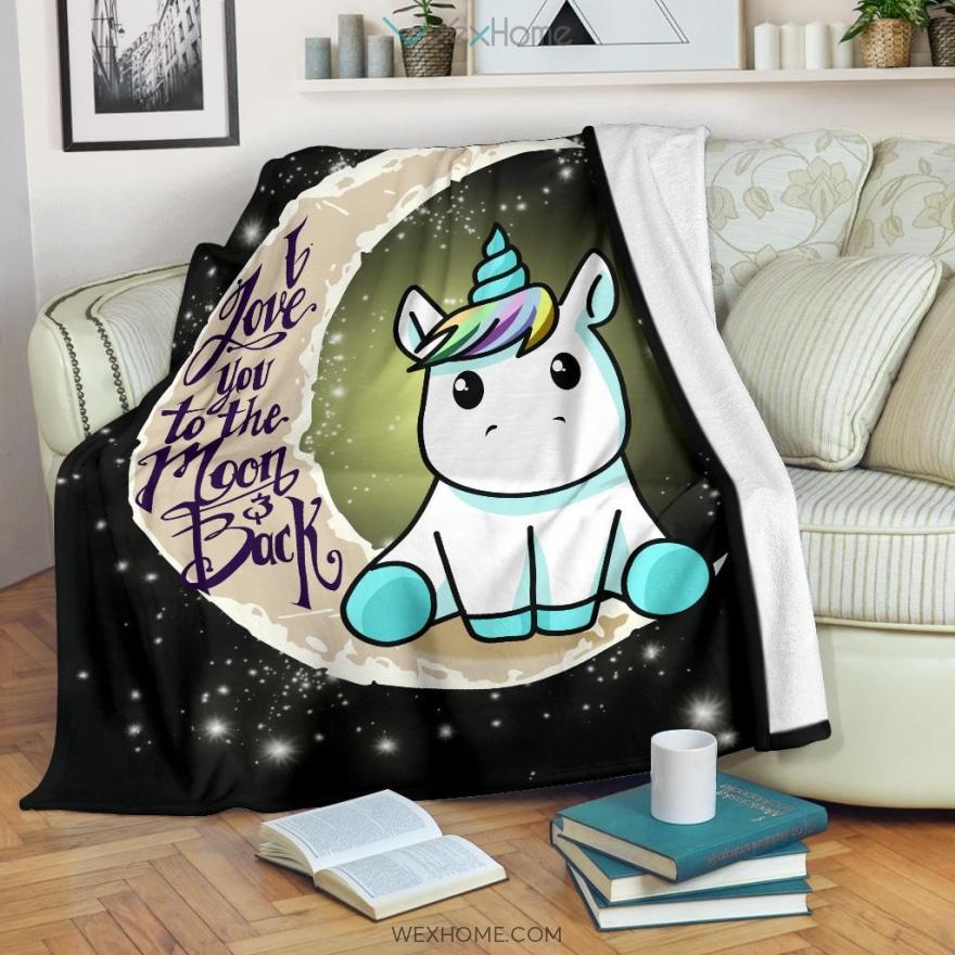 Unicorn I Love You To The Moon And Back Premium Blanket Amazing Gift W1201