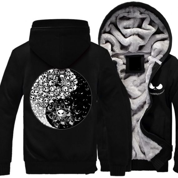 Nightmare Before Christmas Gift Halloween Gift The Nightmare Before Christmas Yin And Yang Jack Skellington Xmas Gift Fleece Hoodie Hg