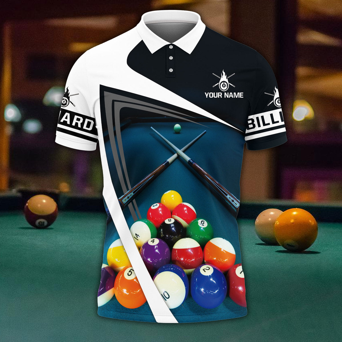 Personalized Name Billiard Polo Shirt Men Women, Billiard 3D Shirt, Billiard Team Uniform, Billiard Lover Gift