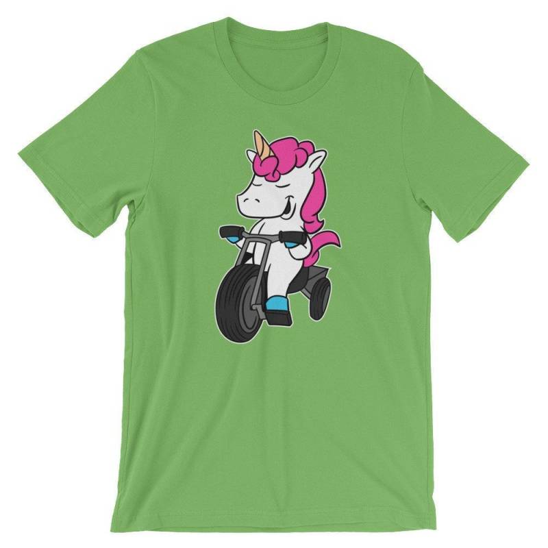 Crushtee Unicorn Riding Tricycle Cute Shirt | Magical Unicorn Rider T Shirt | Unicorn Graphic t shirt | Riding Unicorn Humor Short Sleeve Tee Long Sleeve Hoodie