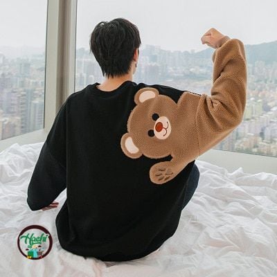 Oversized Harajuku Hoodies 2021 Autumn Winter Unisex Fleece Bear Sweatshirts Full Sleeve Pullover Loose Couple Clothes Top