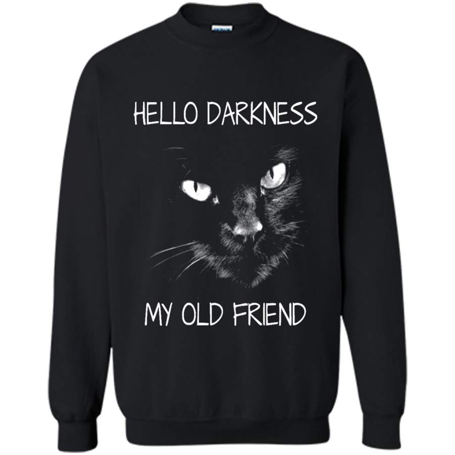 Cat Hello Darkness My Old Friend, Cat Lover Kitten – Gildan Crewneck Sweatshirt