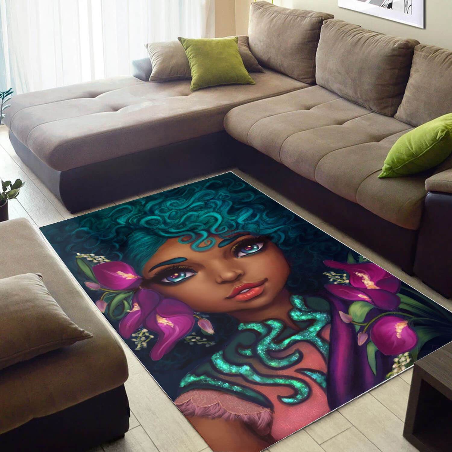 Afrocentric Area Rugs Beautiful Melanin Afro Girl African Inspired Area Rug Afrocentric Home Decor WBG15038