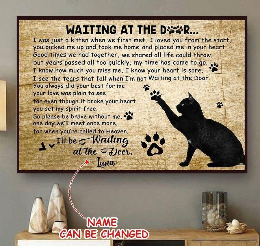 [Personalized Name] Cat Lover I’Ll Be Waiting At The Door – Best Idea Gift, Gift For Home Decor, Gift For Family – Horizontal Canvas Matte Canvas Wall Art