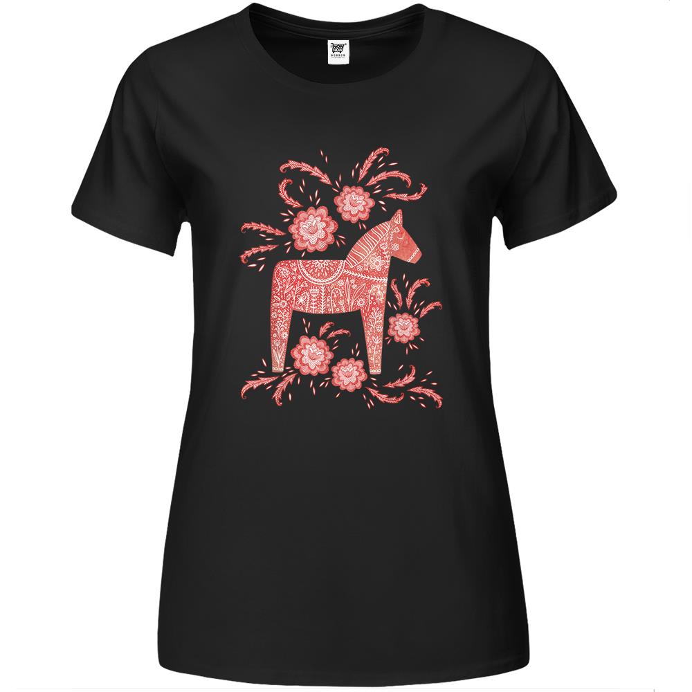 Dala Horse Swedish Art Premium Womens T Shirts