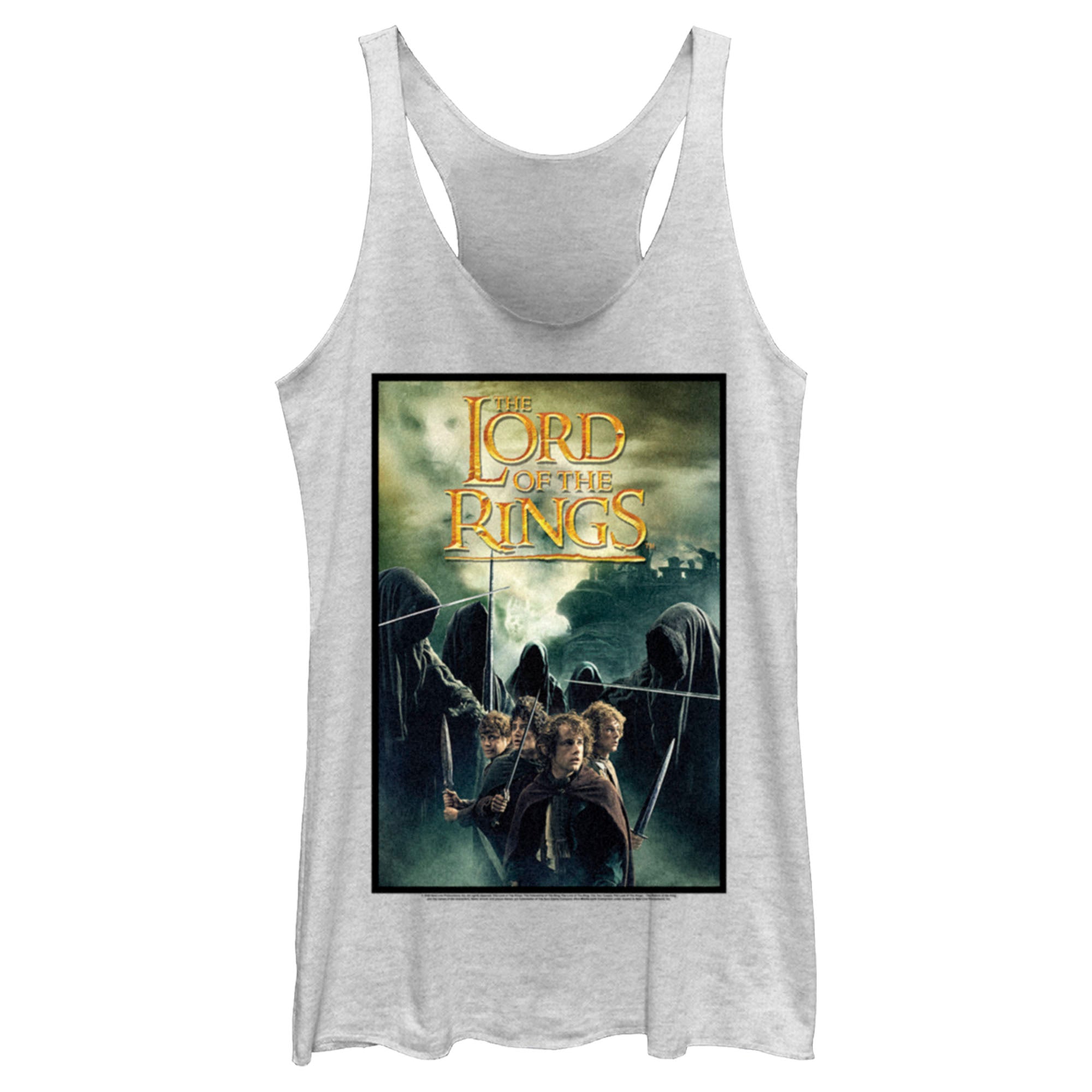 Women’S Lord Of The Rings Fellowship Of The Ring Four Hobbits Movie Poster Racerback Tank Top