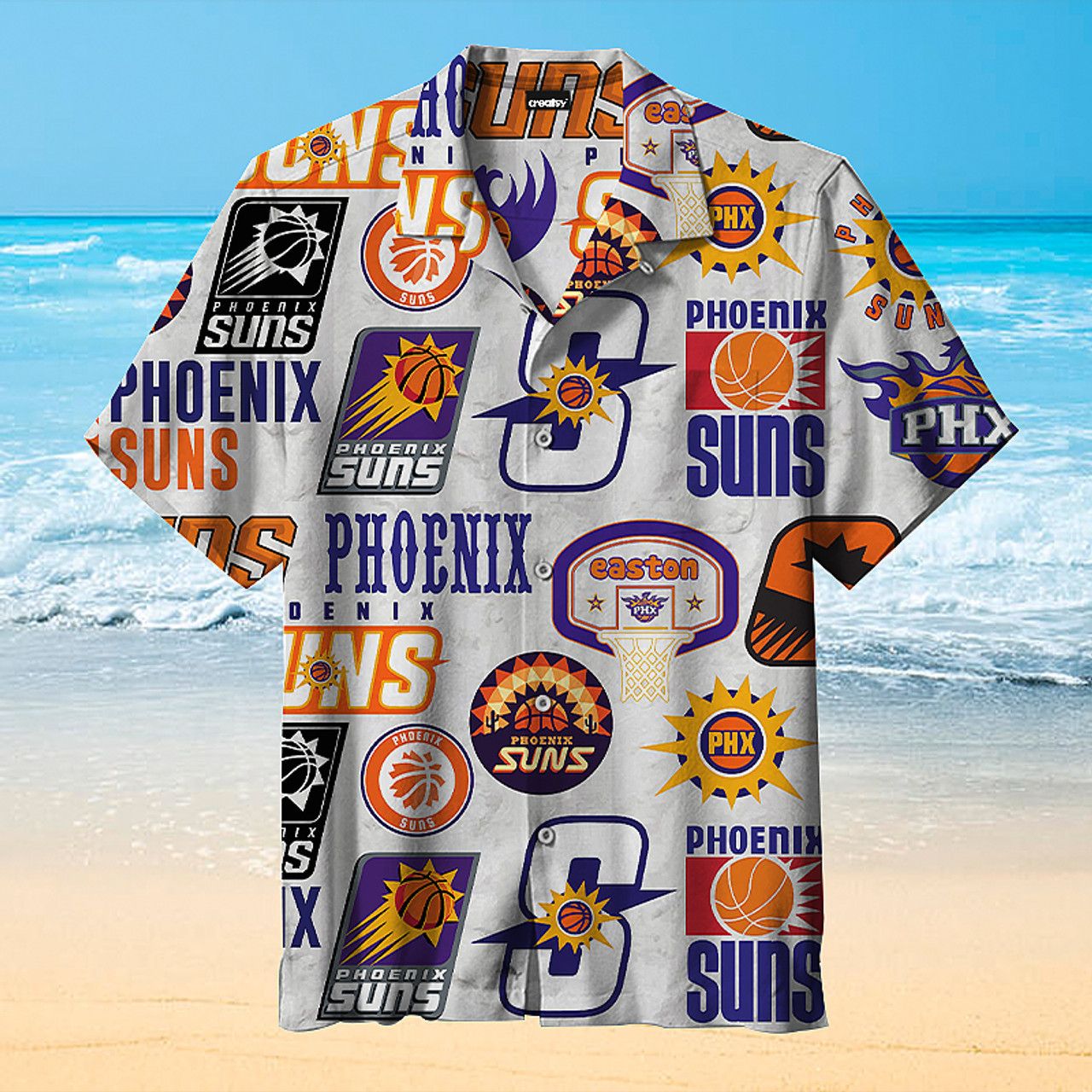 NBA Phoenix Suns White Logo History Hawaiian Shirt