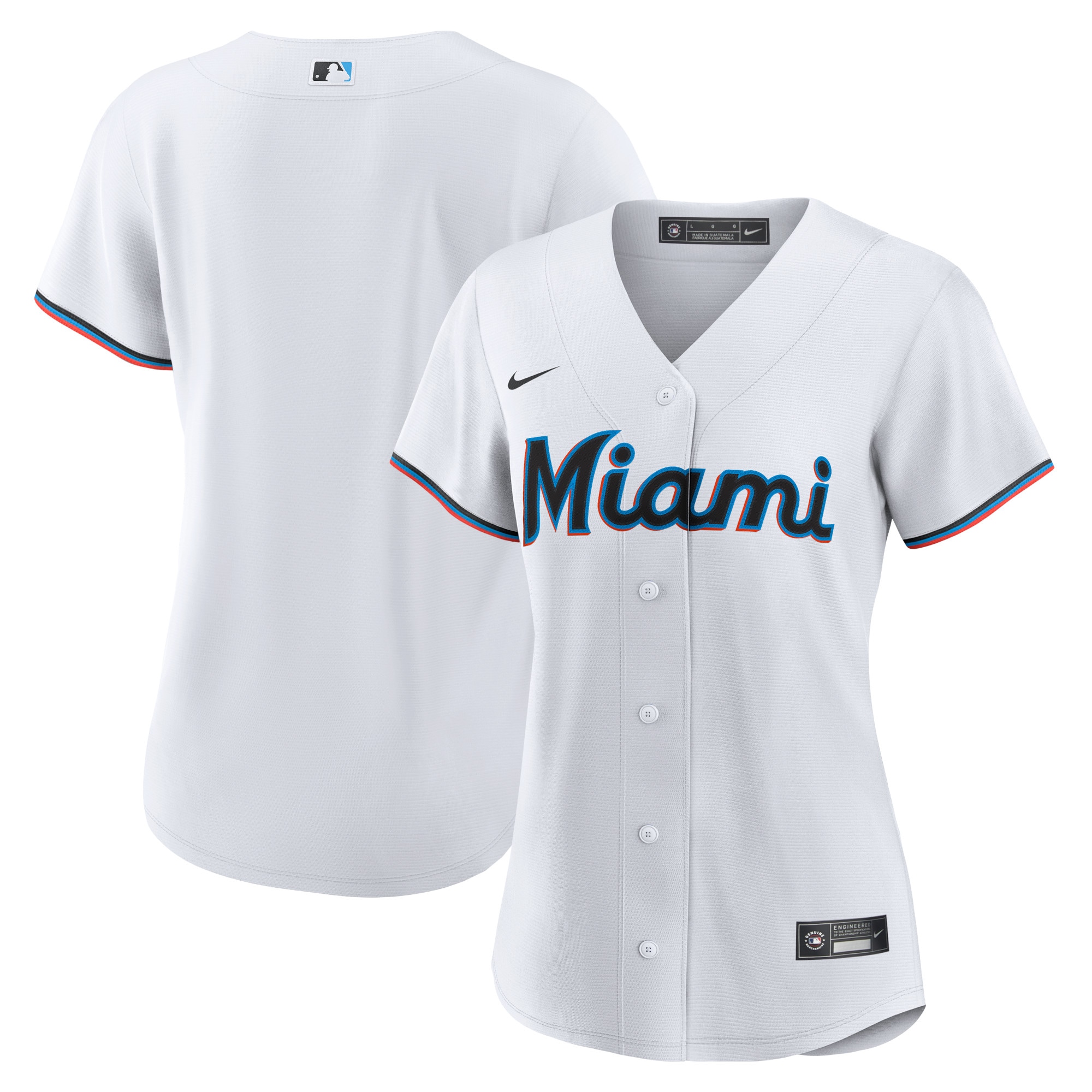 Miami Marlins Women's Home Blank Replica Jersey – White