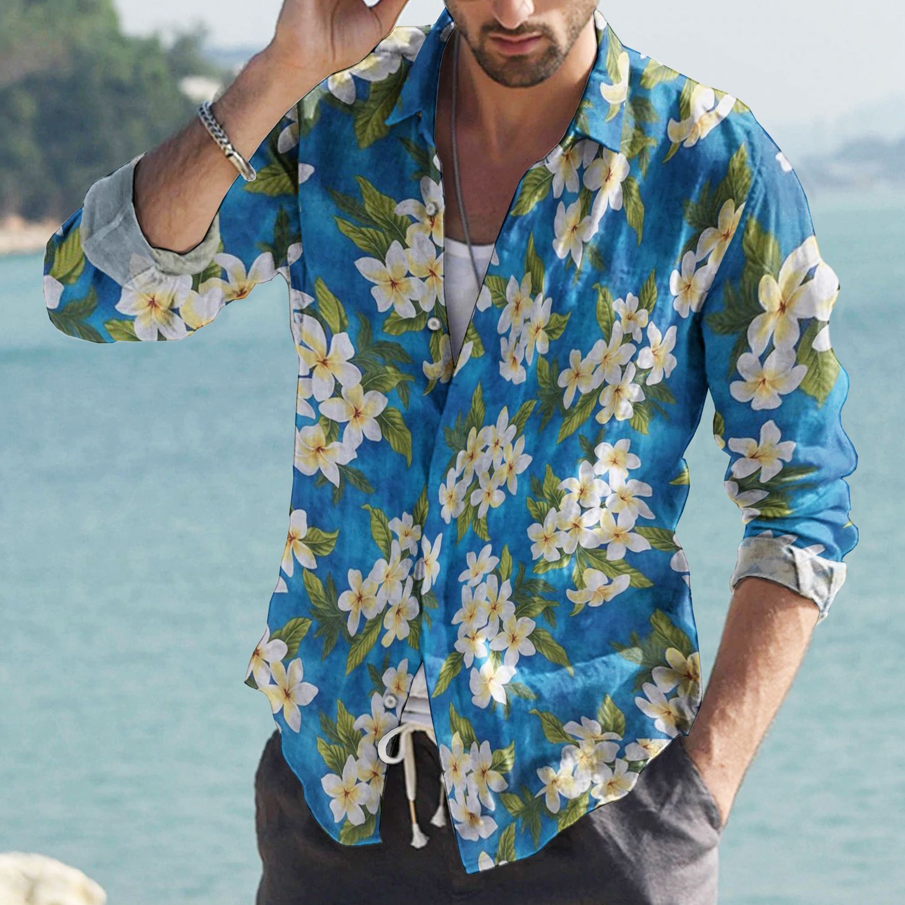 Hawaiian Cotton And Linen Casual Shirt Ha69822