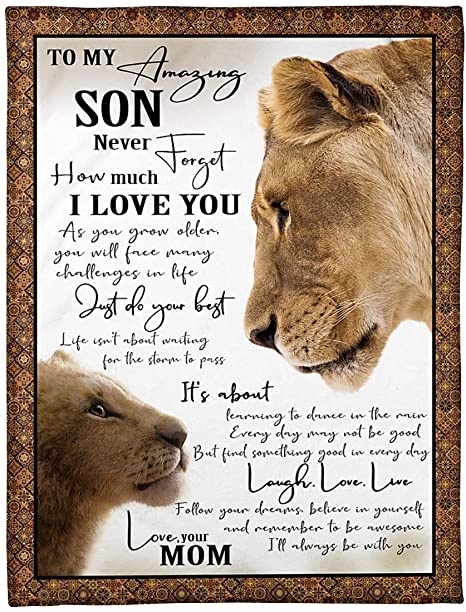 Skitongifts Blanket For Sofa, Bed Throws On Christmas, Birthday Lion To My Amazing Son You’Ll Face Many Challenges In Life Just Do Your Best