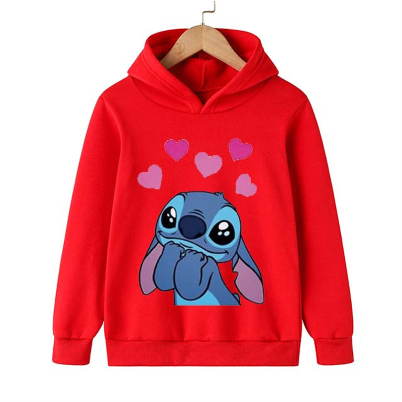 Children Lovely Stitch Disney Cartoon Hoodies Boys Girls Cotton Sweatshirt Kids Tops Baby Kids Pullovers 2-16 Years teen Clothes alx