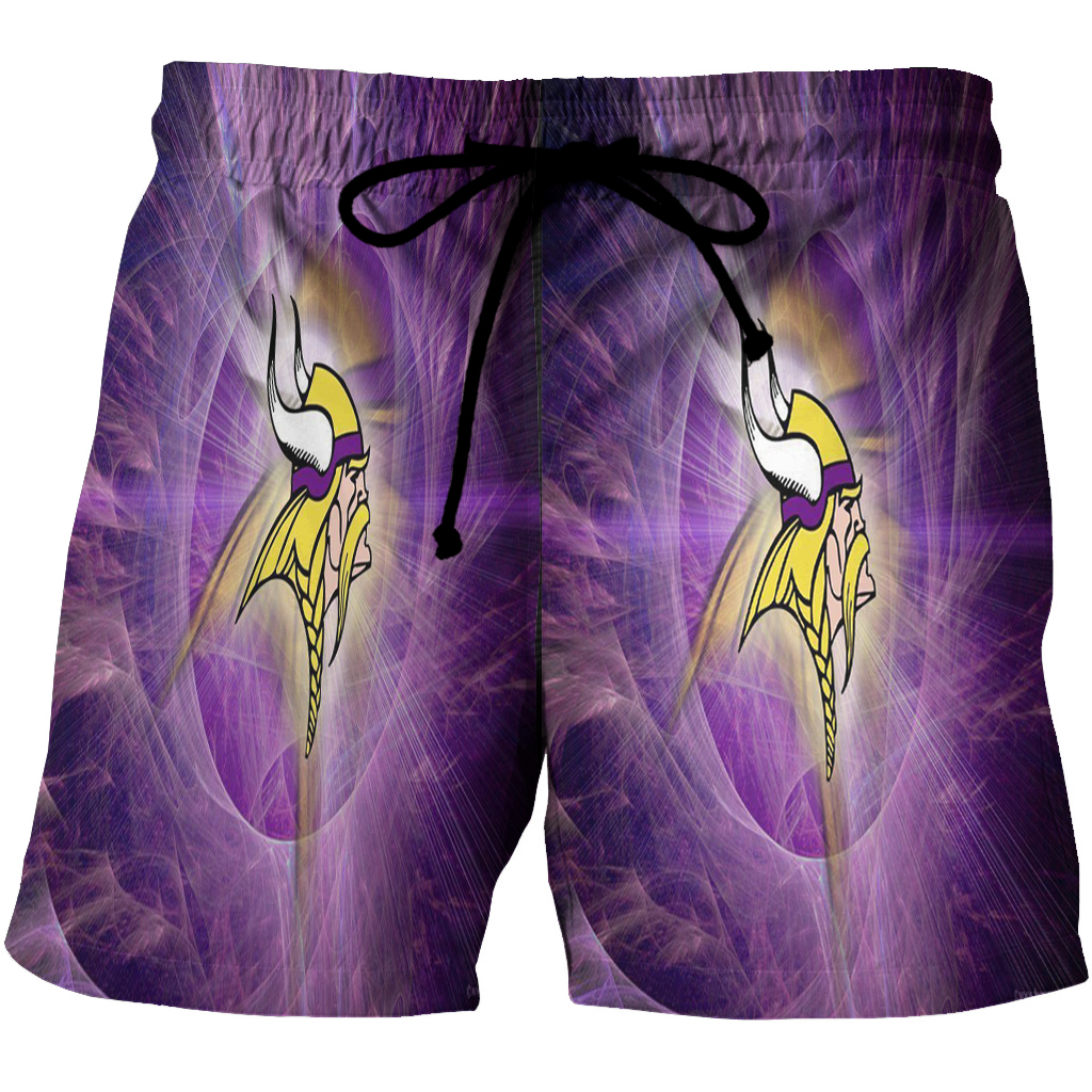 Minnesota Vikings Emblem V2 3D All Over Print Summer Beach Hawaiian Short