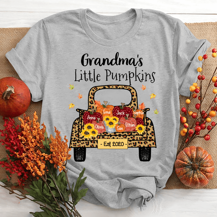 Grandma’S Little Pumpkins Truck Leopard Shirt