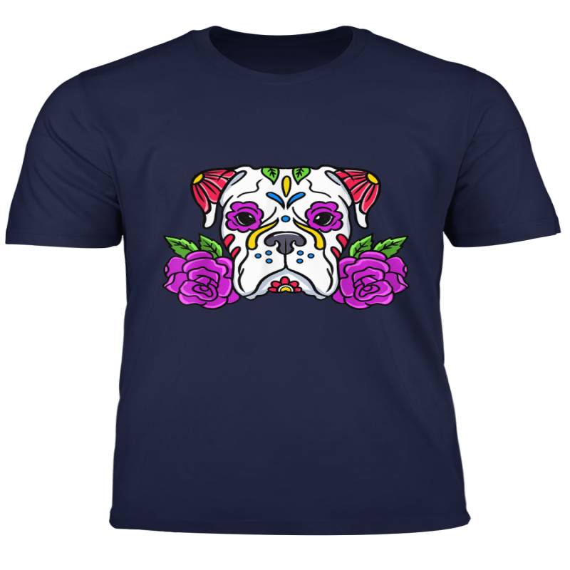 White Boxer Sugar Skull Dia De Los Muertos Day Of The Dead T Shirt