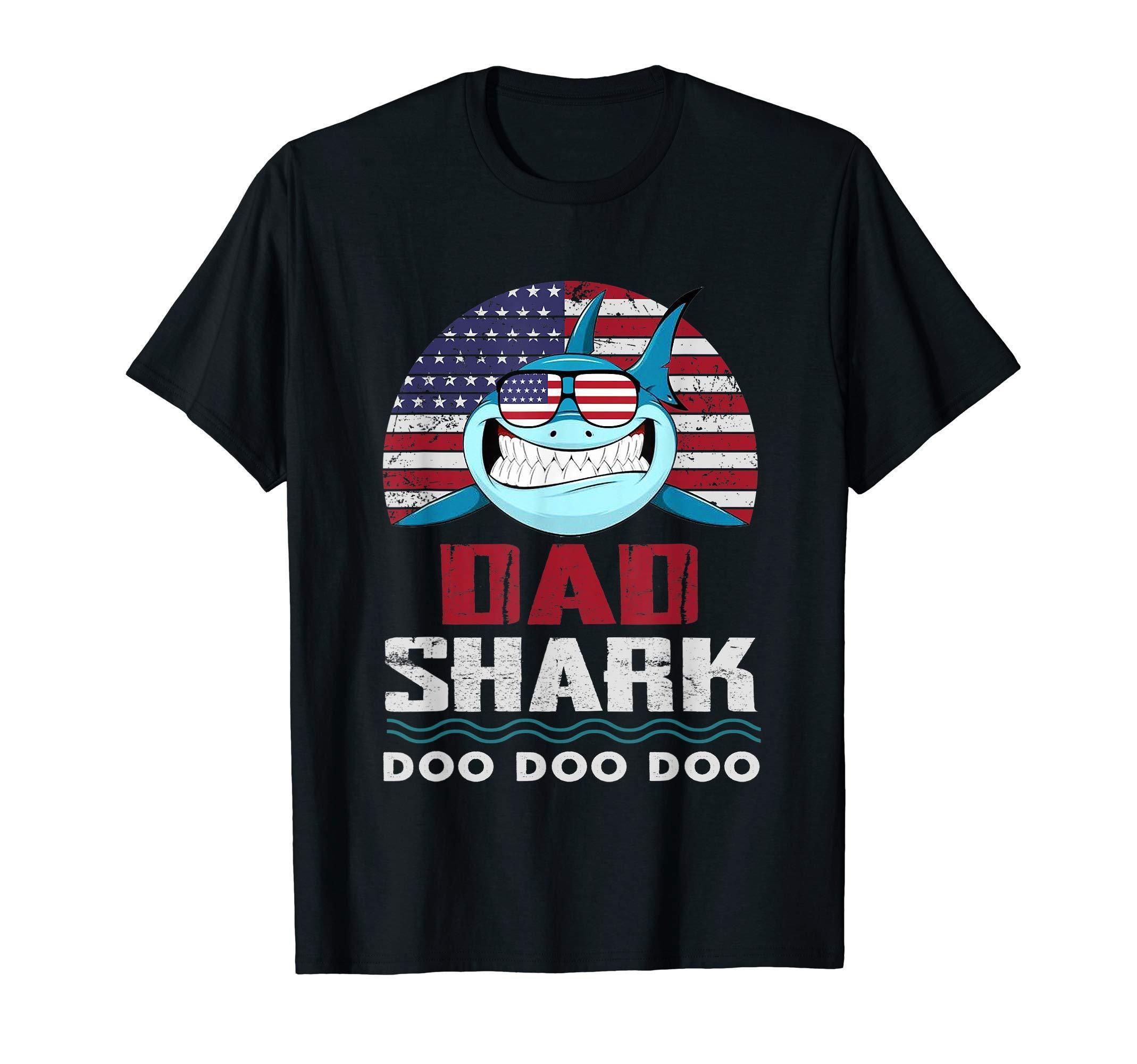 Dad Shark Shirt American Flag Fathers Day 4Th Of July