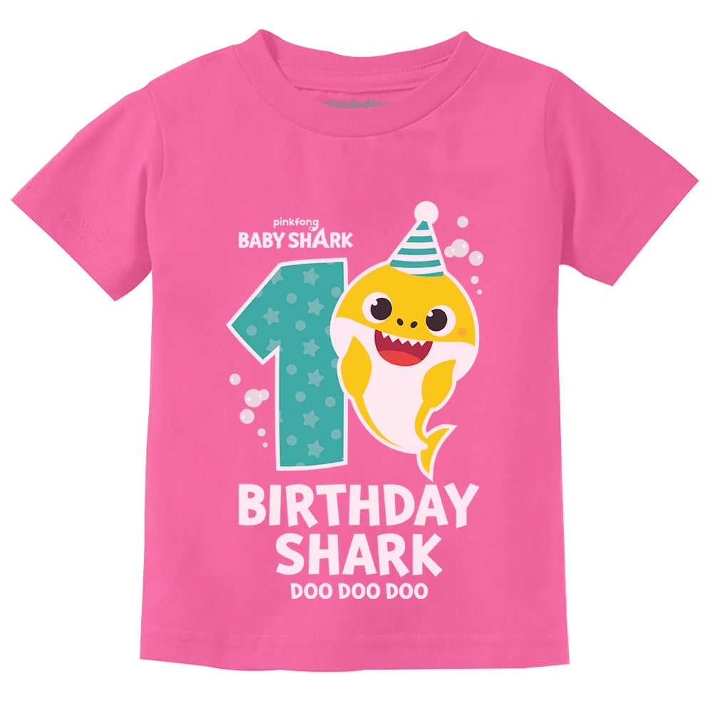 1St Birthday Baby Shark Shirt One Year Old Birthday Boy Girl Infant Kids T-Shirt