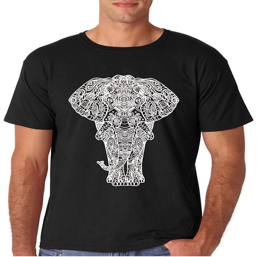 Fashion Prime Tees Adult Standing Casual Graphic Elephant Men’S T-Shirt