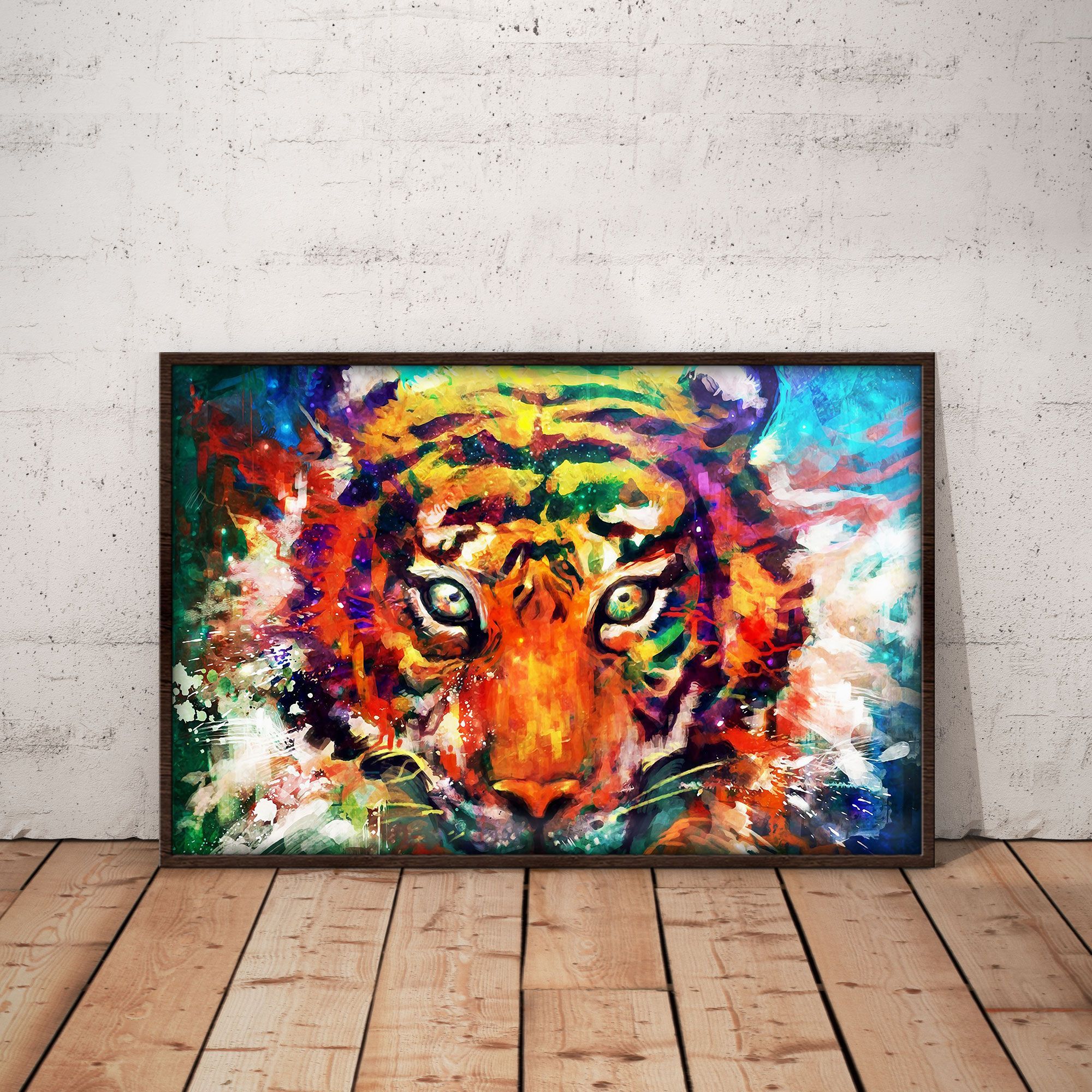 B1506 G819 Splash Watercolor Tiger Poster & Canvas