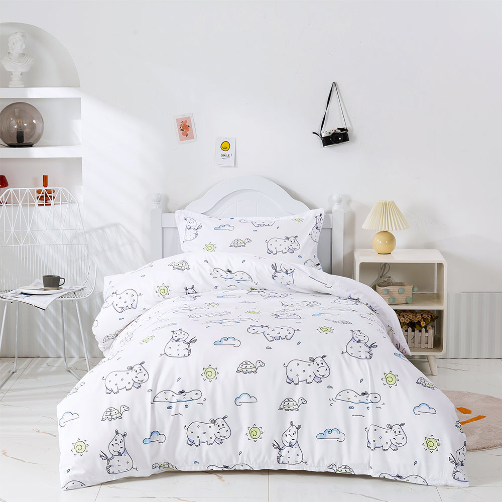 3D Cartoon Animal Hippopotamus Tortoise Quilt Cover Set Bedding Set Duvet Cover Pillowcases 464