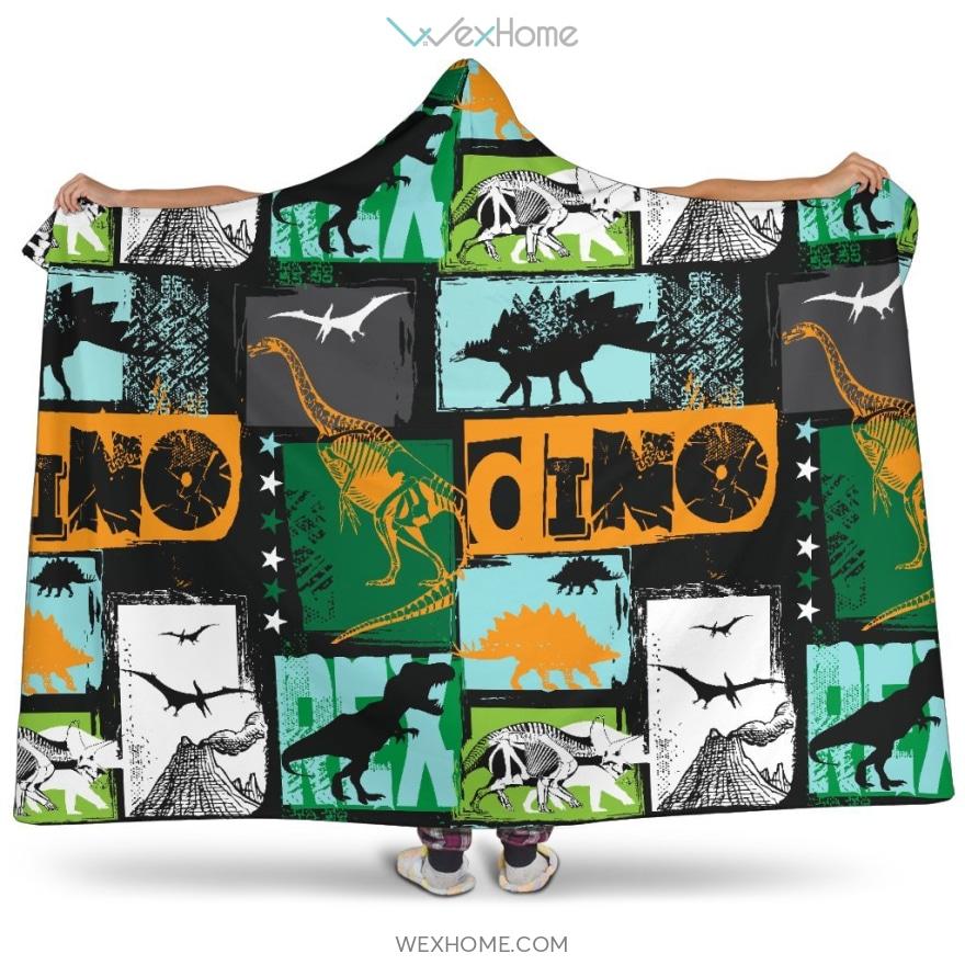 Dinosaurs Print Pattern Hooded Blanket