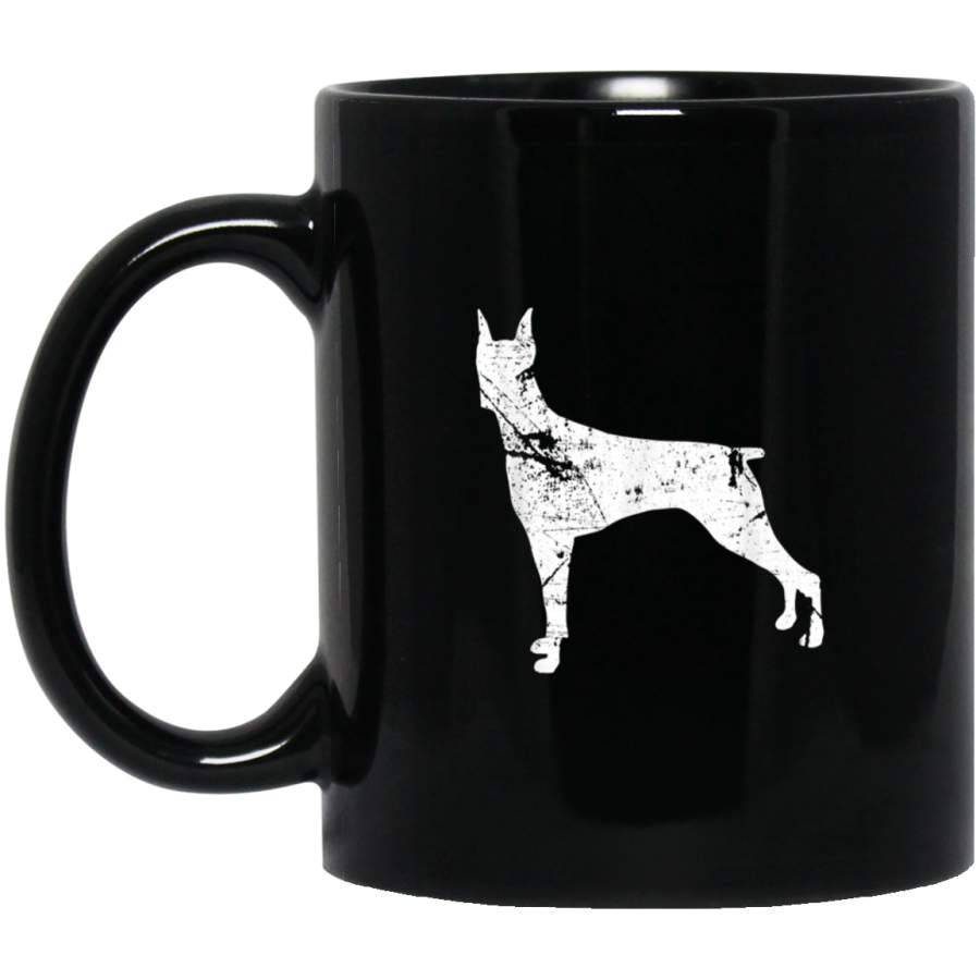 Distressed retro vintage Doberman pinscher pet dog owner 11 oz 15 oz Mug Black