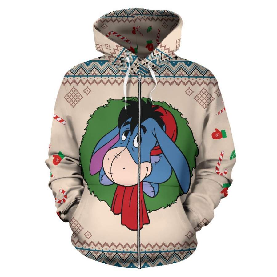 Eeyore Christmas Zip-Up Hoodie