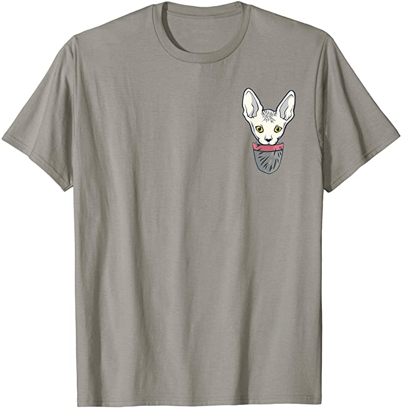 Sphynx Cat Pocket Kitty Themed Gifts Pet Kitten Animal Lover T-Shirt