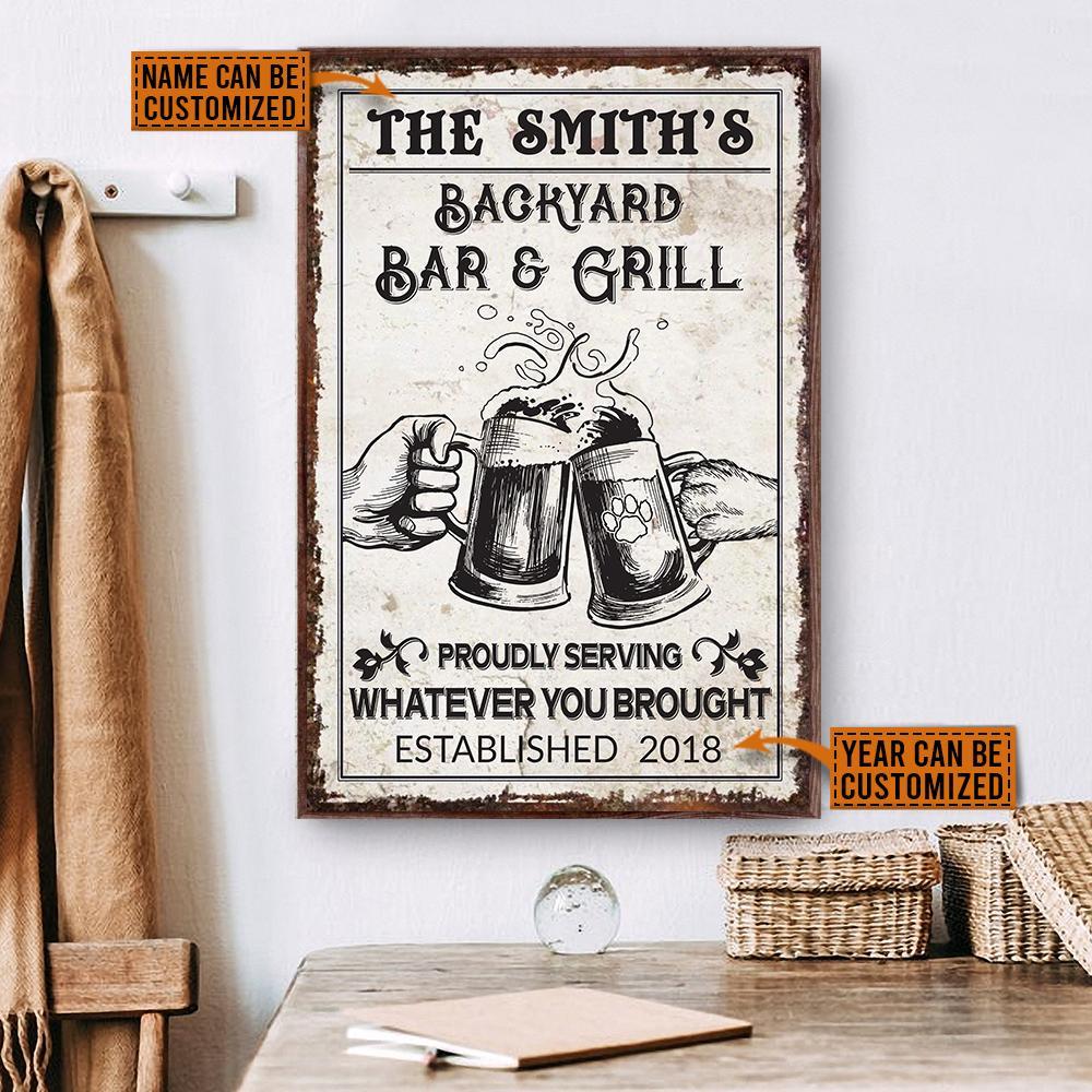 Aeticon Gifts Personalized Grilling Bar Dog Proudly Serve Canvas Mom Dad Gift Home Decor