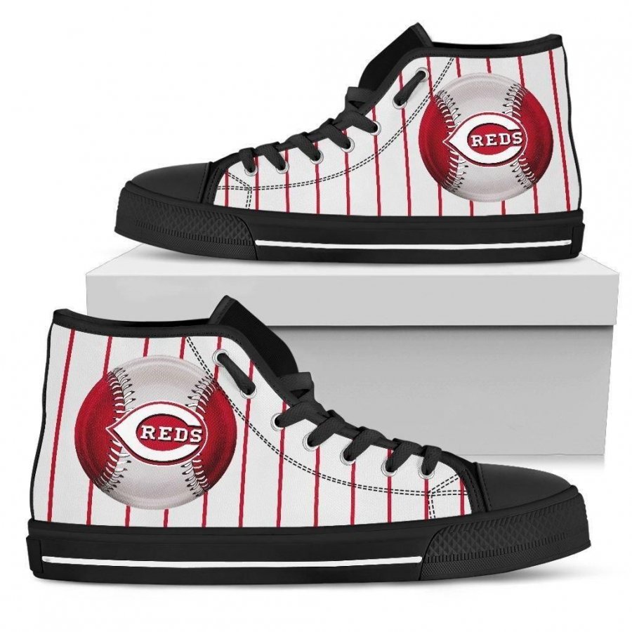 Straight Line With Deep Circle Cincinnati Reds High Top Shoes #616