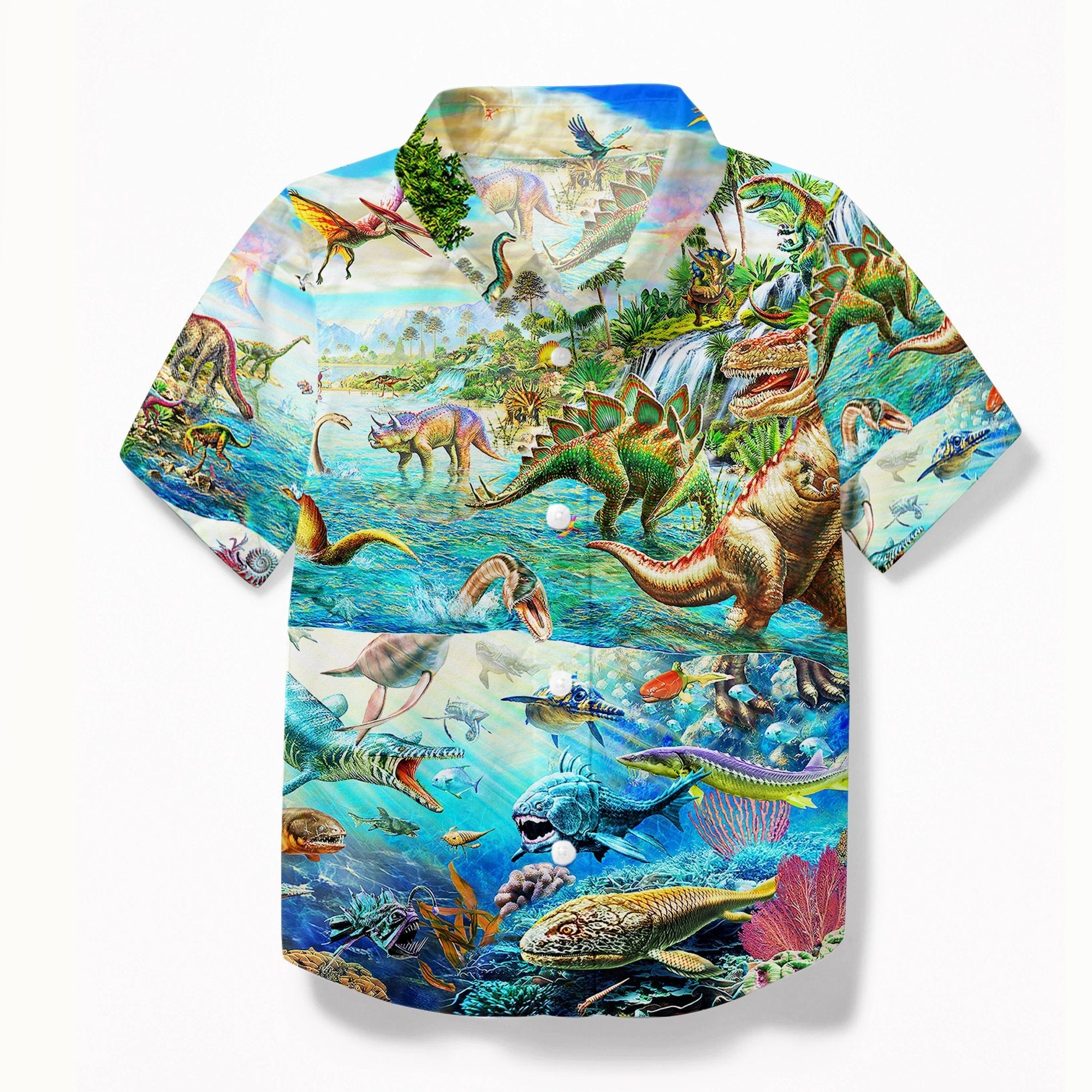 Gearhumans Discover The Dinosaurs World Custom Kid Hawaiian Shirt Ha29799