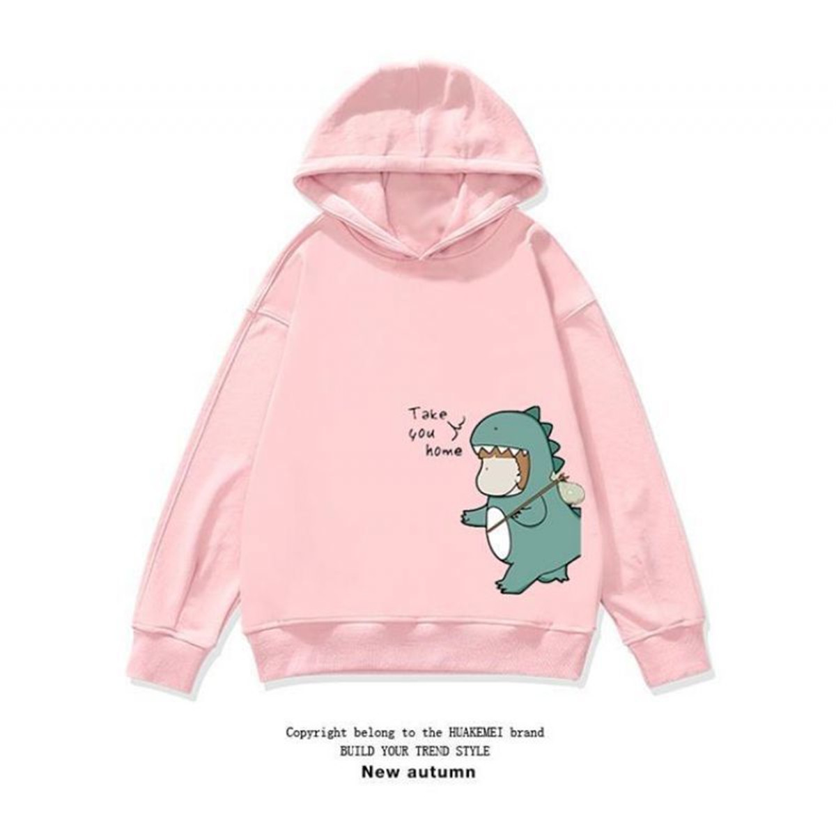 Cute Couple Dinosaur Hoodie Autumn Fashion Sweatshirt Women Korean Cartoon Tops Vintage Oversized Hooded Kawaii Hoodie Girl alx