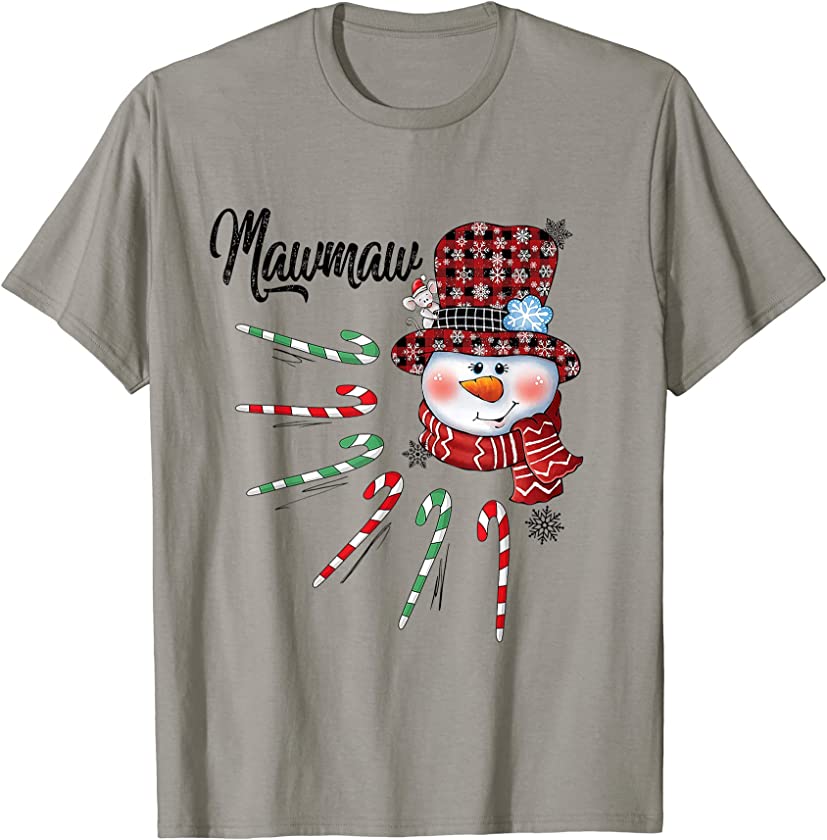 Snowman Mawmaw Candy Cane Red Plaid Christmas Gifts T-Shirt