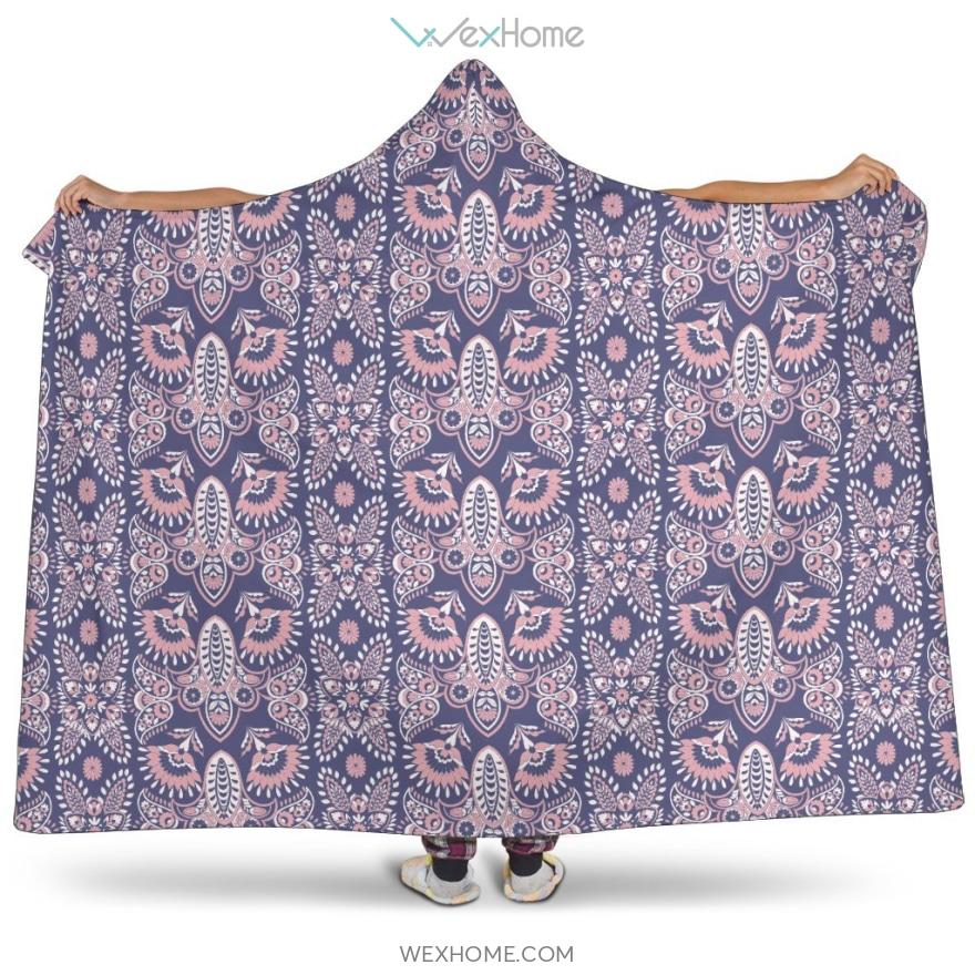 Indian Batik Style Pattern Hooded Blanket