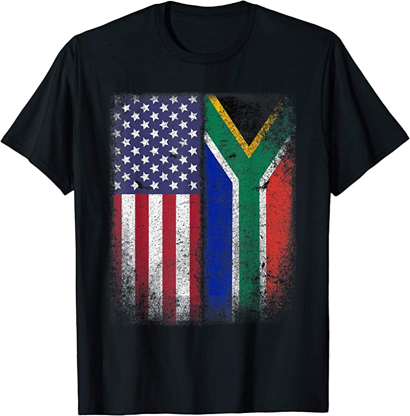 South African American Flag T-shirt South Africa Usa America