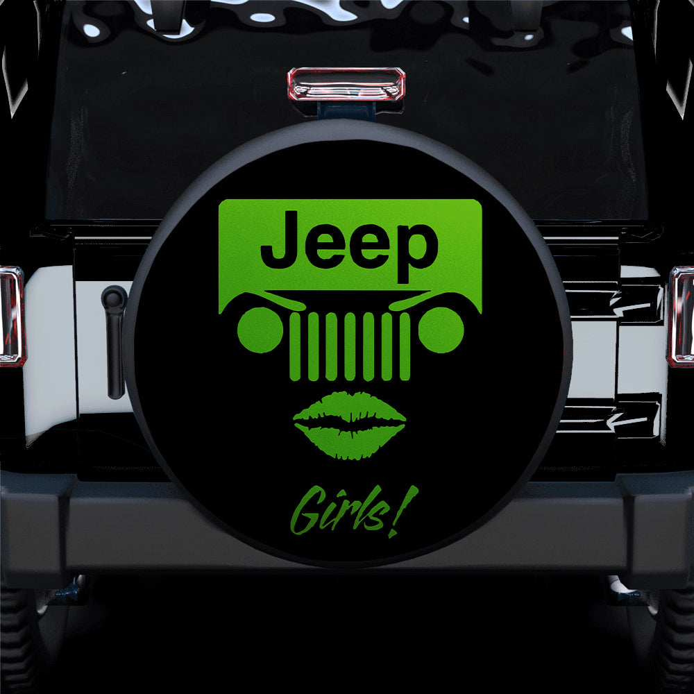 Green Jeep Girl Car Spare Tire Covers Gift For Campers