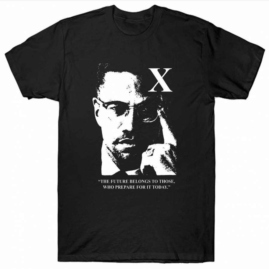 Vintage Malcom X T Shirt Civil Rights Movement Amer Men’S Fashion Short Sleeves Cotton Tops Clothing, Black