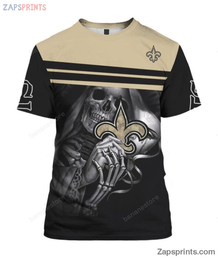 New Orleans Saints Skull 3 D Classic T Shirt V7 Gift For Fan Football Lovers