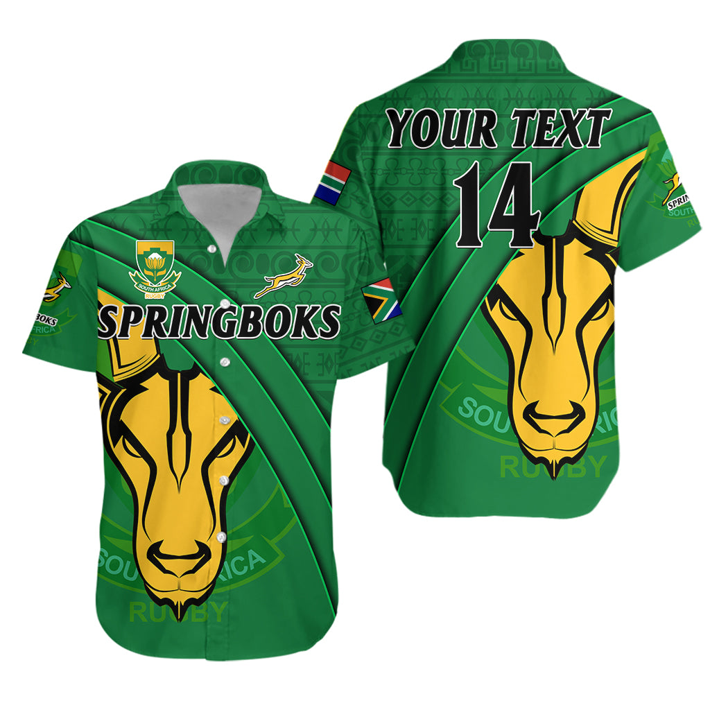 (Custom Text And Number) South Africa Rugby Hawaiian Shirt Bokke Springbok With African Pattern Stronger Together Lt14