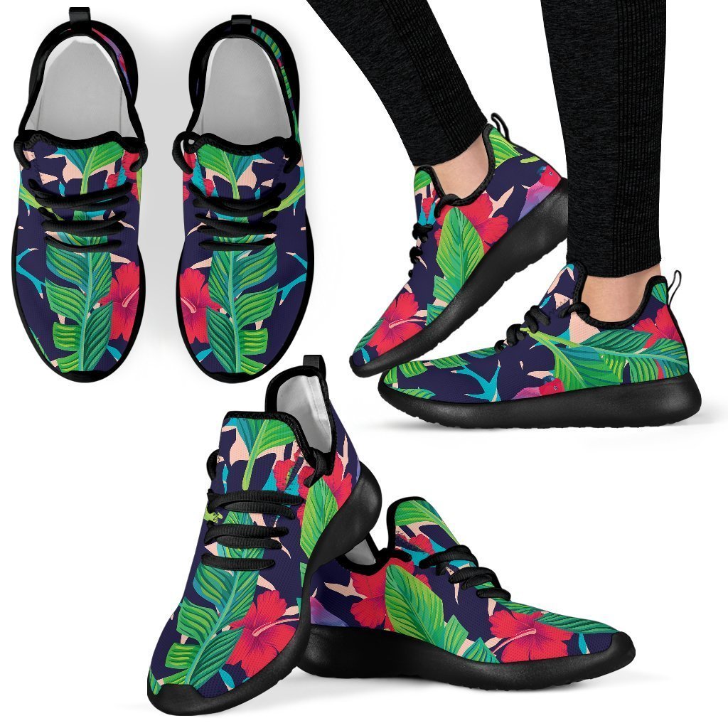 Parrot Banana Leaf Hawaii Pattern Print Mesh Knit Shoes