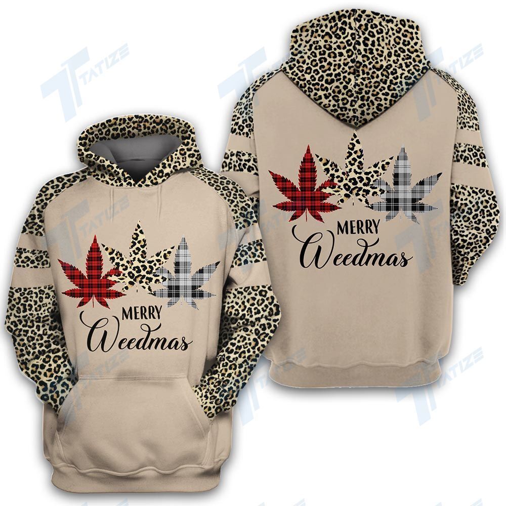 Unisex Christmas Weed Leopard 3D Hoodie All Over Print