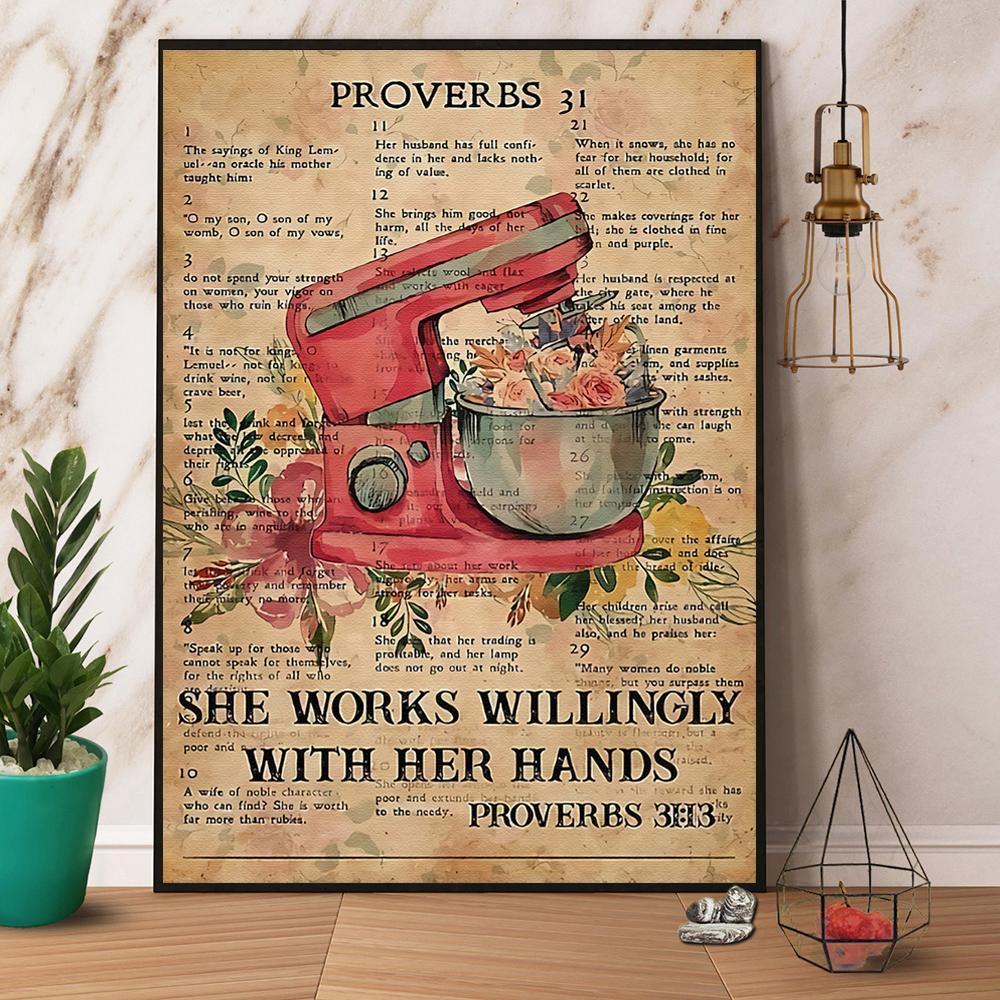 Baking Vintage She Works Willingly With Her Hands Paper Poster No Frame  Matte Canvas Wall Decor