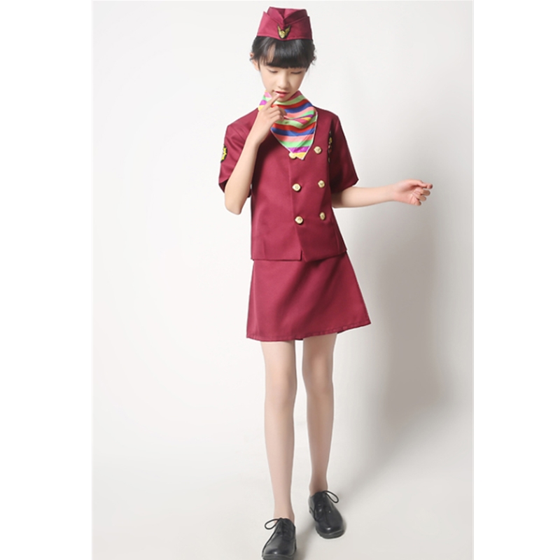 90-160cm Kids Aircraft Cosplay Costume Halloween Party Stewardess Suit Fancy Pilot Uniforms Girls Performance Clothing Set alx