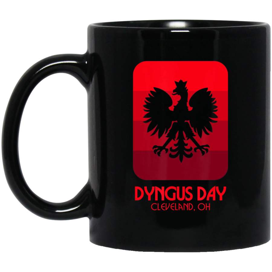 Dyngus Day Cleveland 11oz 15oz Black Mug Happy Easter Day Funny Colors Eggs Bunny Ears Peeps Cute