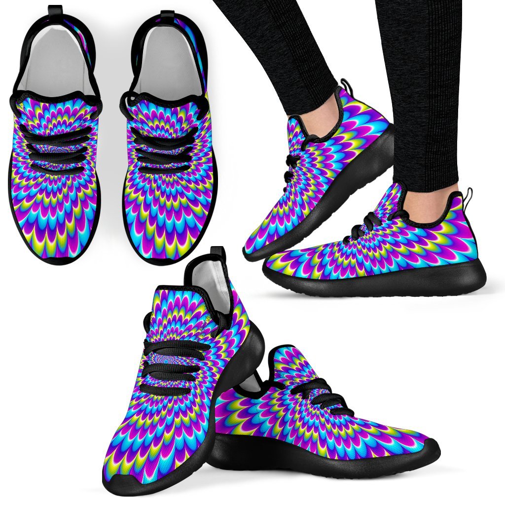 Abstract Dizzy Moving Optical Illusion Mesh Knit Shoes