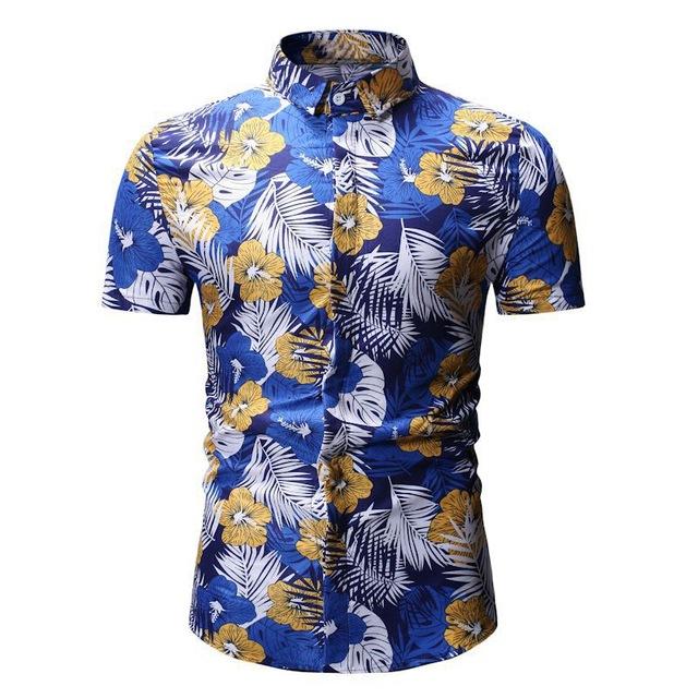 Beach Hawaiian Shirt Floral Print Short Sleeve Shirt