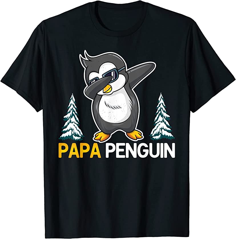 Mens Funny Dabbing Penguin Papa Rockhopper Penguin Lovers Dad T-Shirt