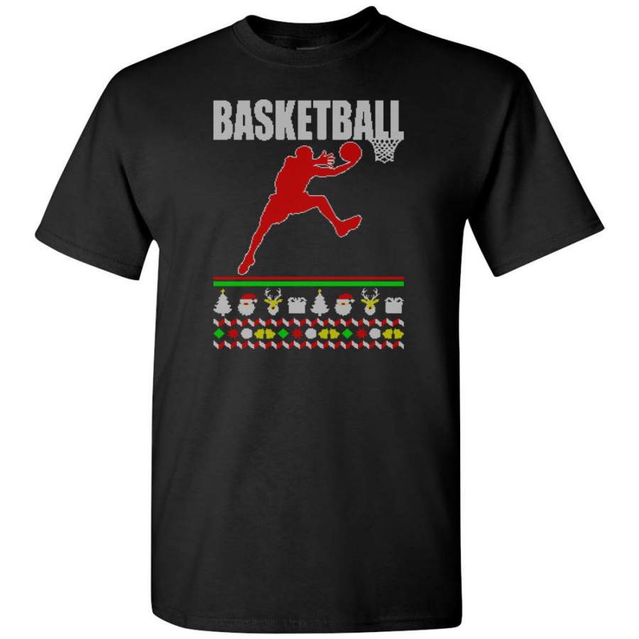 Basketball Ugly Christmas Sweater – Short Sleeve T-Shirt