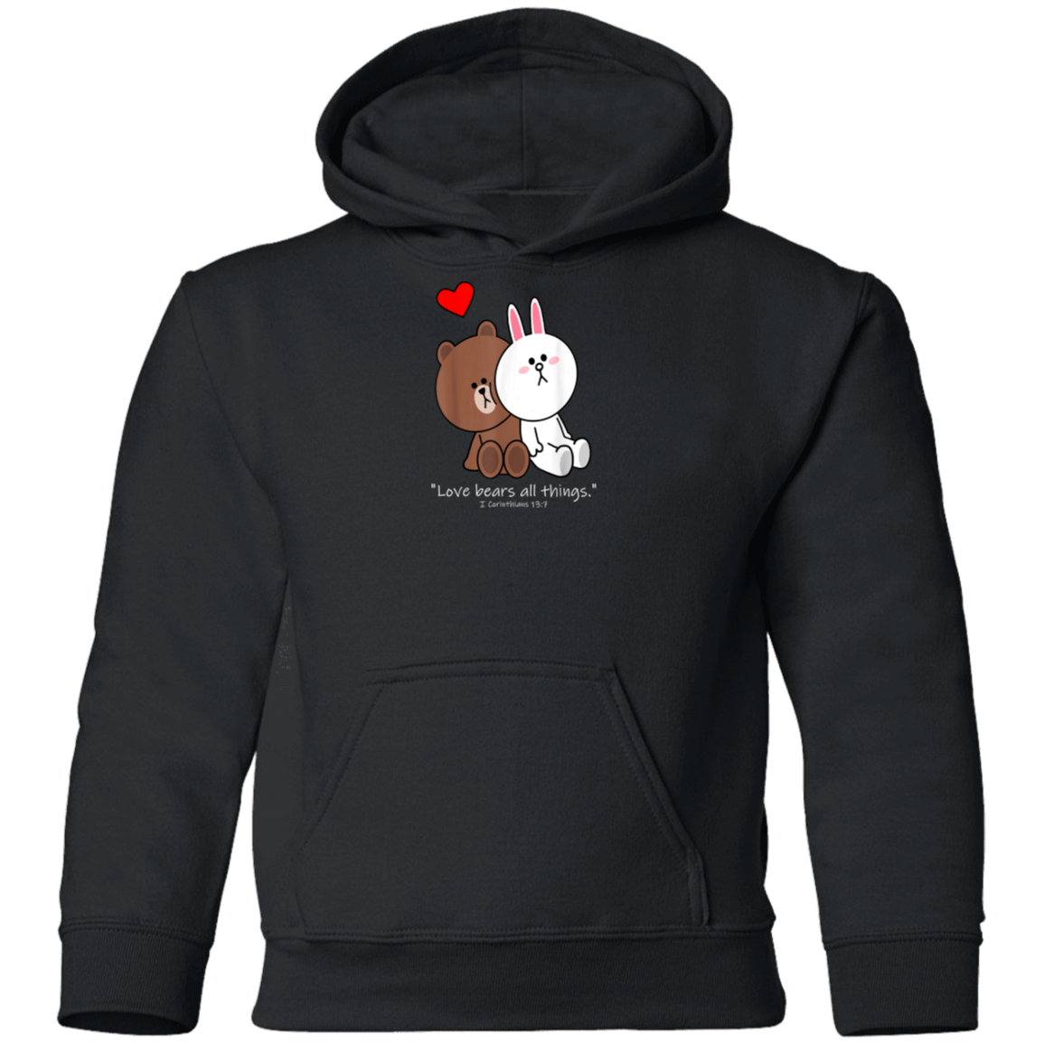 Christian Brown Bear Cony Bunny Rabbit Love Bears All Things Youth Hoodie