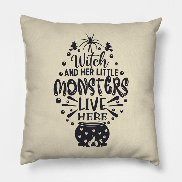 A Witch And Her Little Monster Pillows, Halloween Pillow, Best Pilow, Halloween Decorations, Halloween Decor