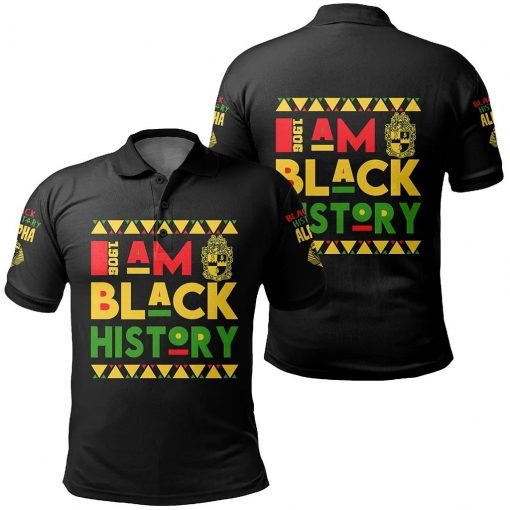 Alpha Phi Alpha 1906 Crest Africa Pattern Color Black History Polo Shirt